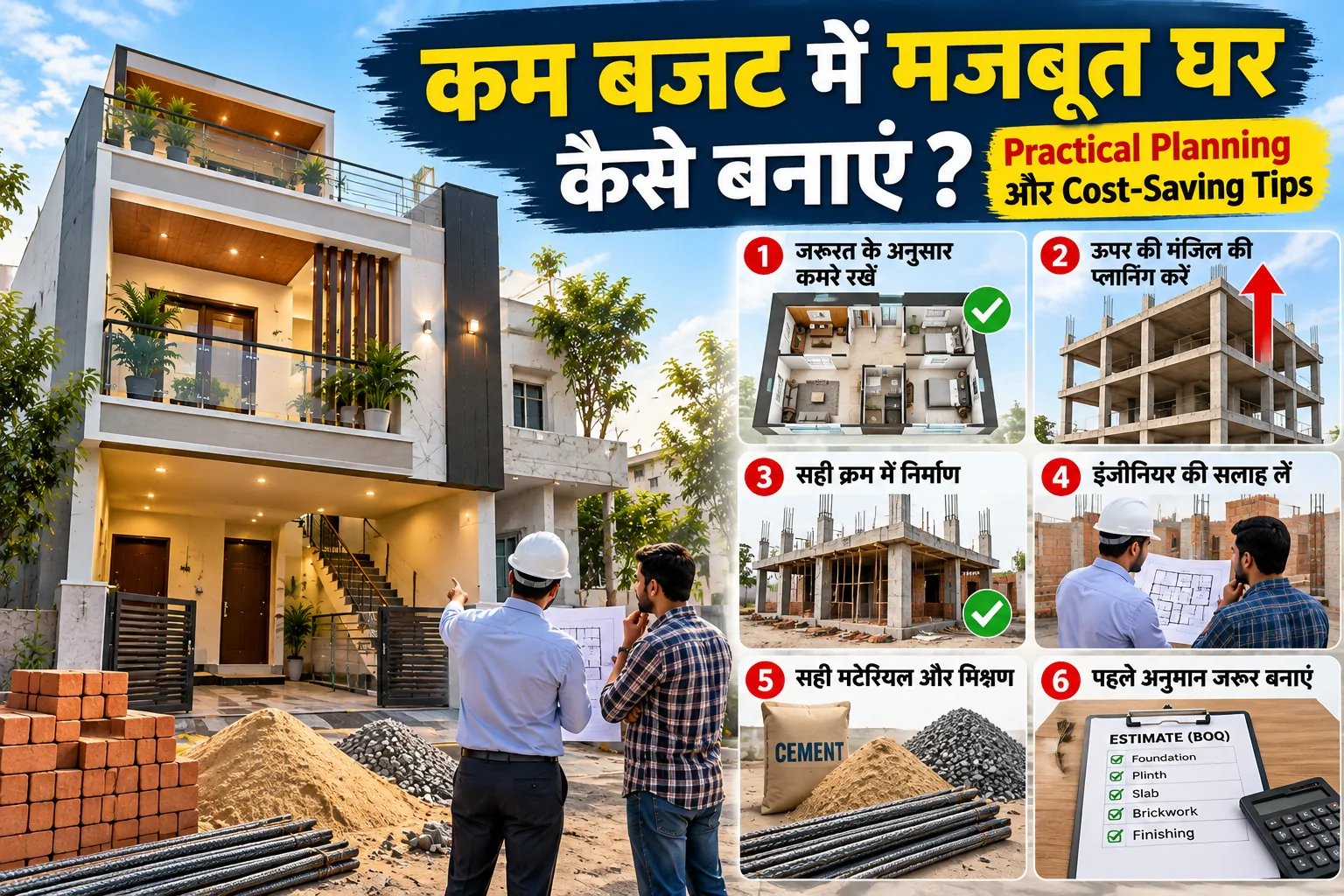 कम बजट में मजबूत घर कैसे बनाएं? 7 Practical Cost-Saving Tips