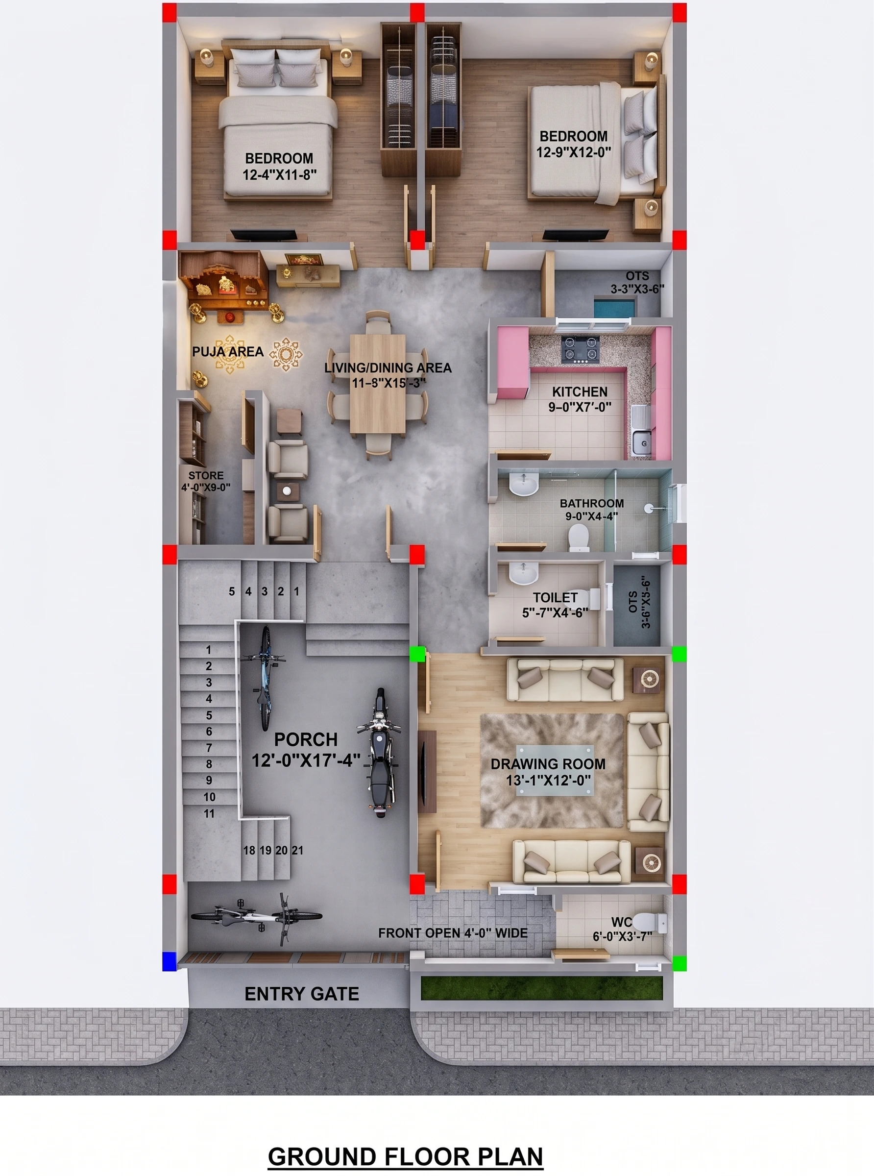27x50 West Facing House Plan – 1350 Sq Ft Ghar Ka Naksha