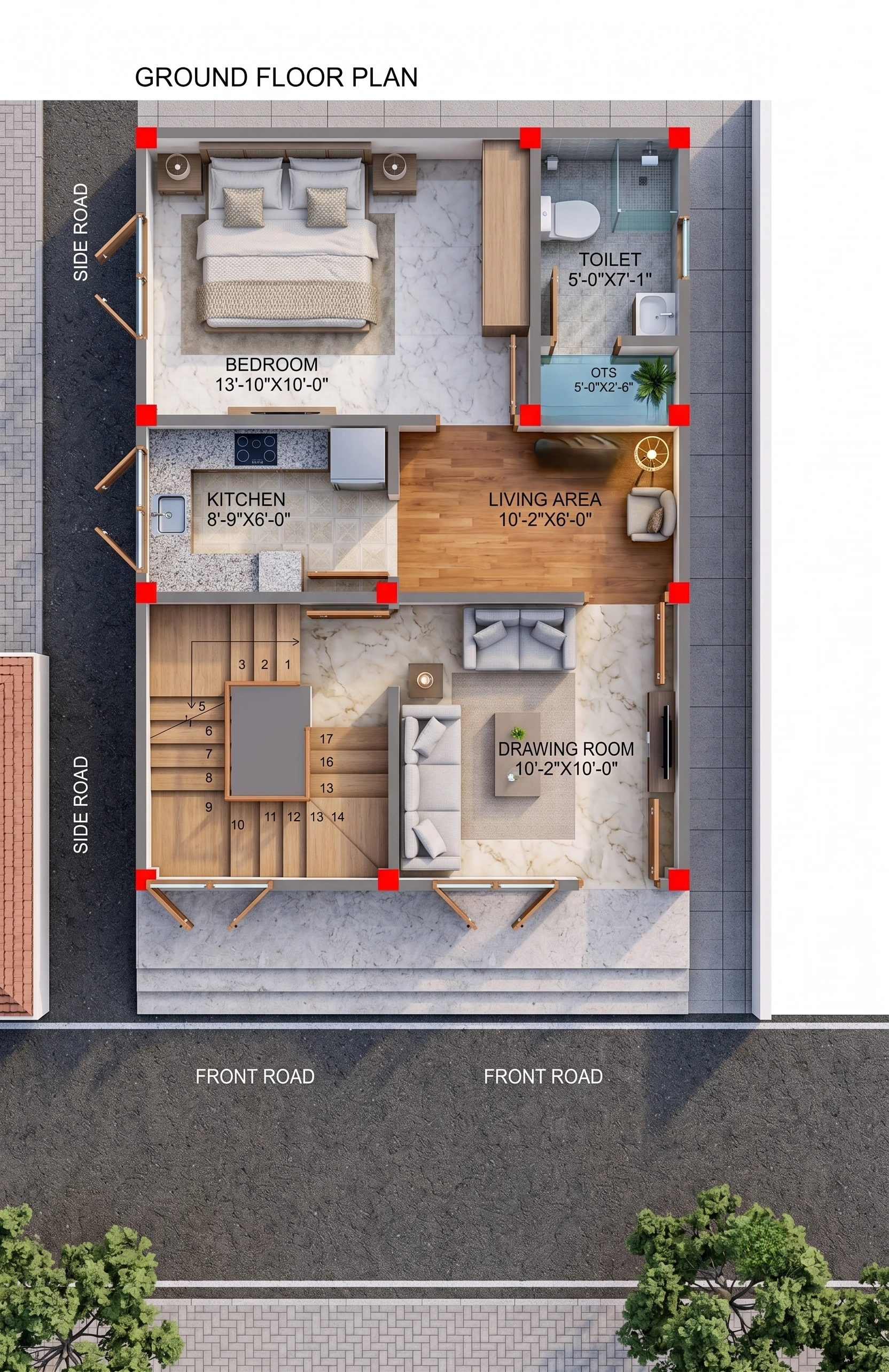 20x32 House Plan | 640 Sq Ft Corner Plot 1BHK Ground Floor Plan (Ghar Ka Naksha)
