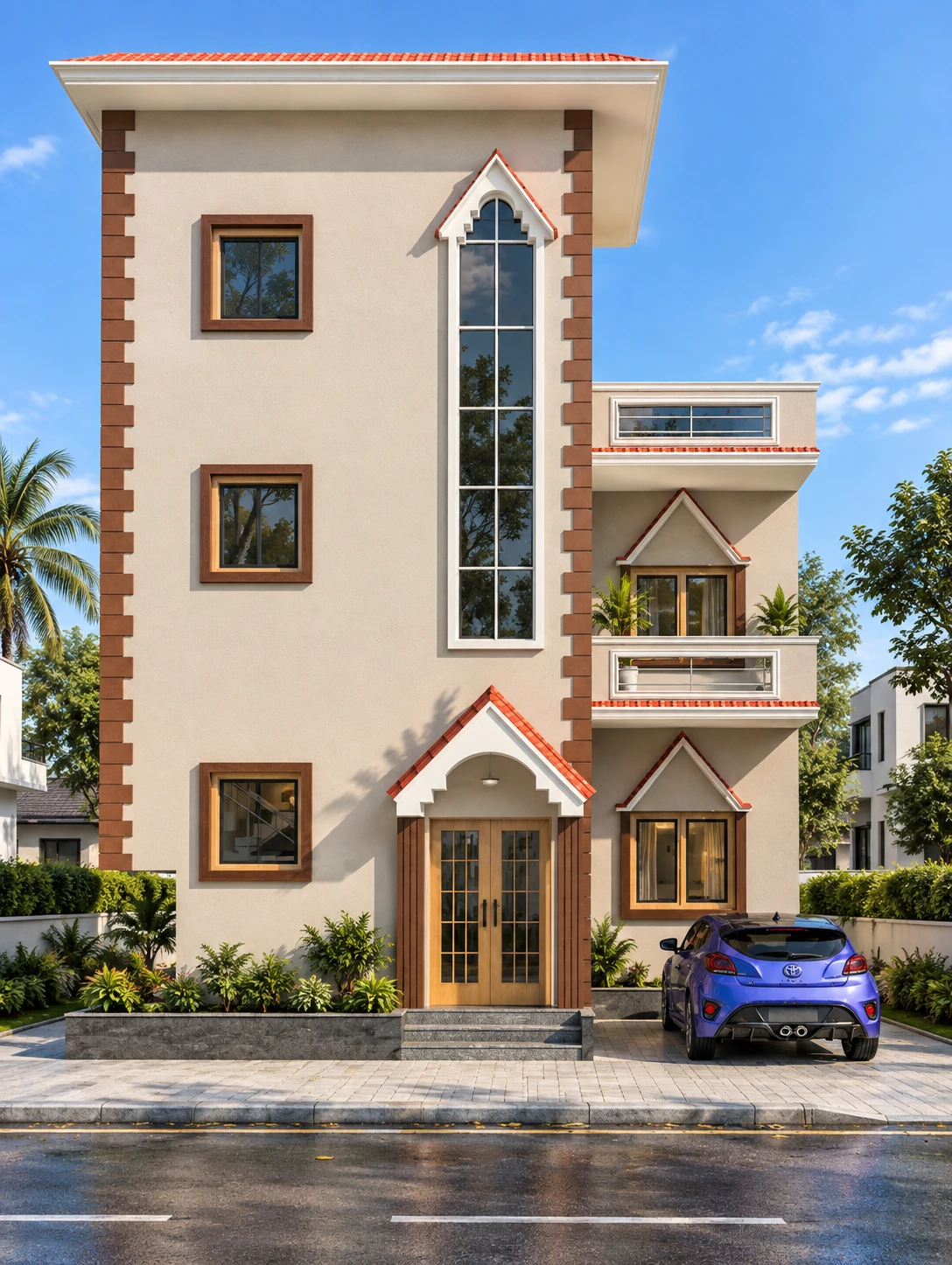 3 Storey Classical House Elevation Design | G+2 Luxury Front Elevation
